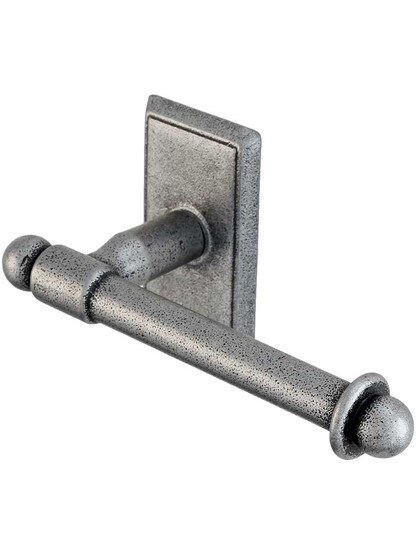 Wrought-Steel Euro Toilet-Paper Holder with Providence Rosette in Antique Steel.